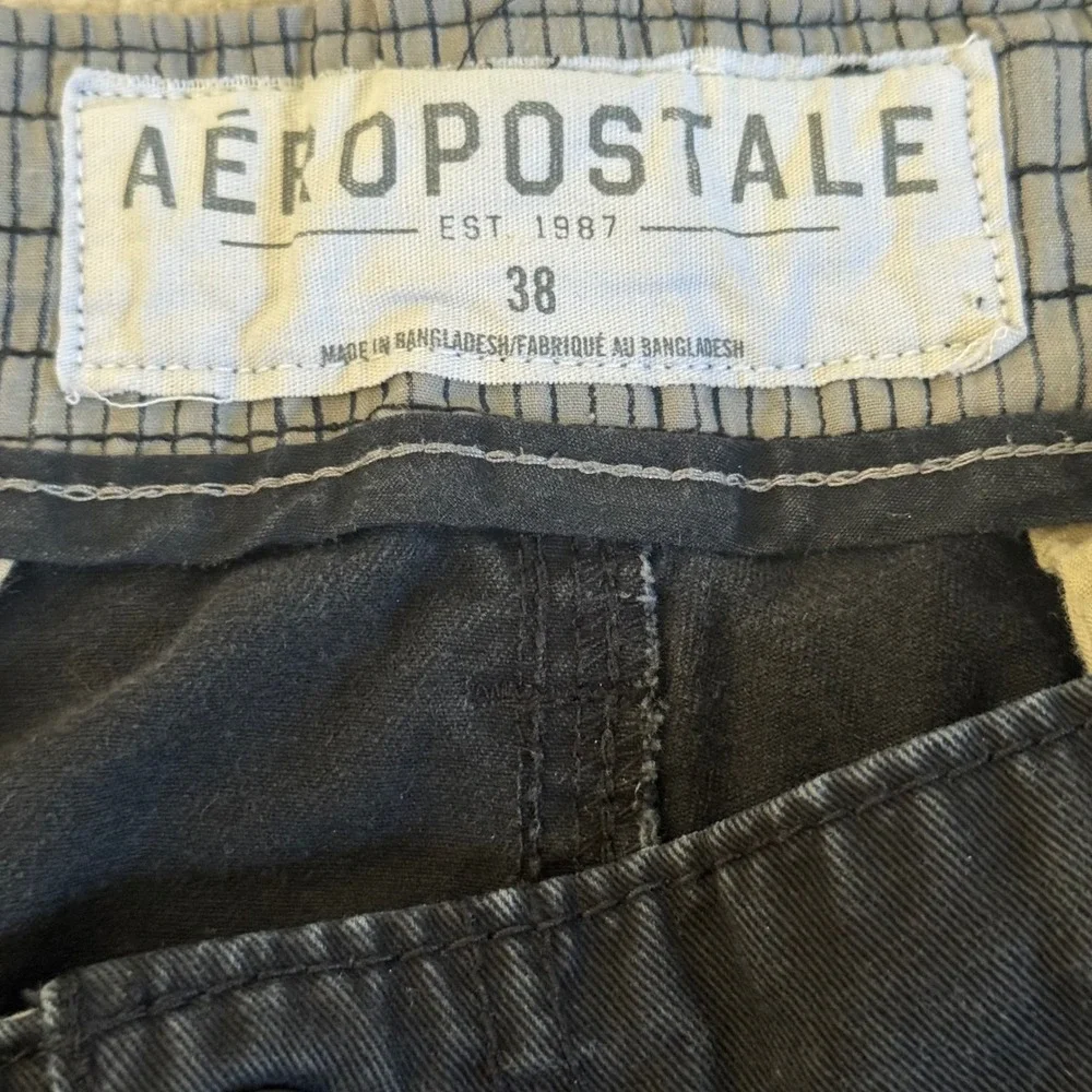 Aeropostale Mens Black Cargo Shorts Cotton Twill Multi Pocket Casual Size 38